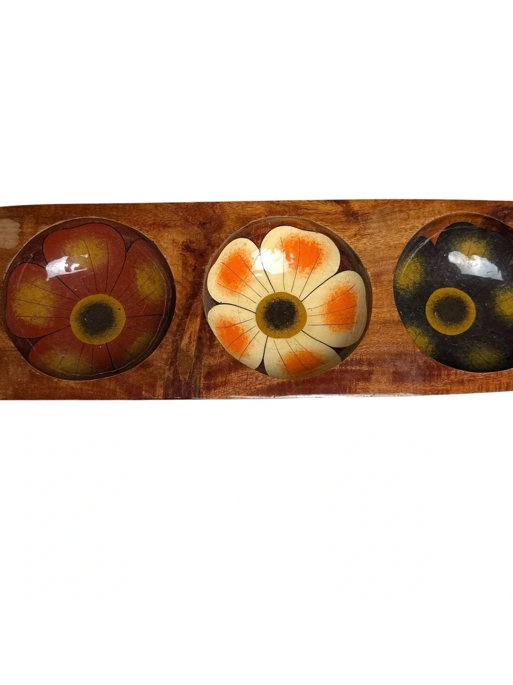 Hippie Jewelry Catch All Bowls 3 In 1 Wood Puerto Vallerta Mexico Floral Cottage